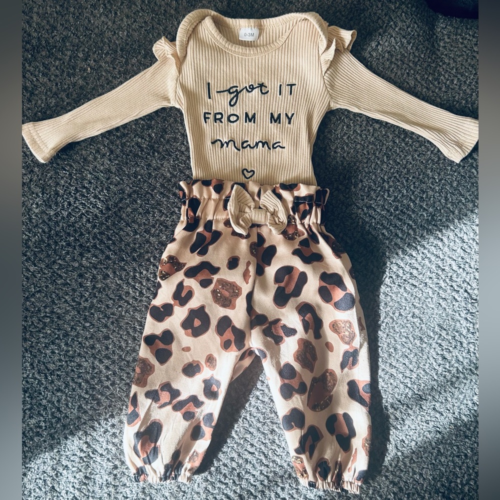 Baby girl “I got it from my mama” long sleeve bodysuit with pants
